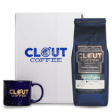 Clout Gift Box | Barrel Aged Ground Coffee 16oz + Navy Ceramic Campfire Mug 13oz